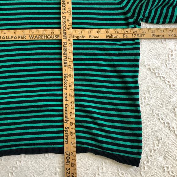 H&M Basic Stripe Sweater M Green Black Long Sleeve Knit Minimalist Indie Sleaze - Picture 7 of 7